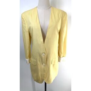 Vintage Burberrys' Yellow Blazer Jacket Women's Union Made No Size Small?